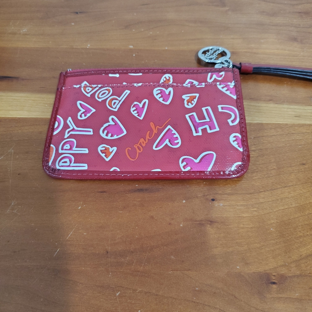 Coach Poppy Pink Heart Pattern Coin Purse - Picture 3 of 4